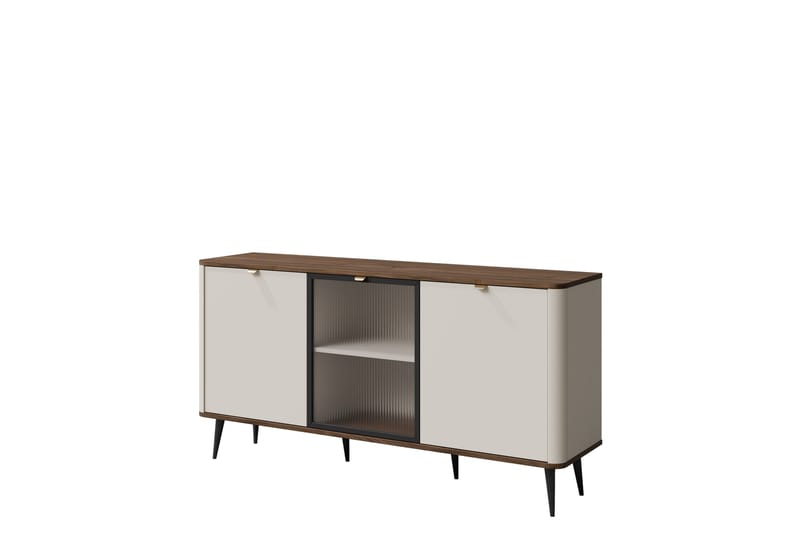 Cucina Skjenk 160x40 cm i Laminatplate med Glassdør, Beige|Brun