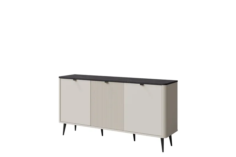 Cucina Skjenk 160x40 cm i Tre med Metallben, Beige|Grå