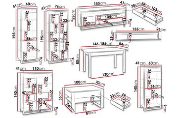 Dorana Møbelsett For Stue - Beige - Oppbevaring - Oppbevaringsmøbler - Møbelsett til stue