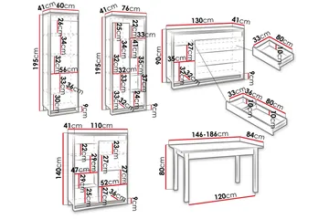 Dorana Møbelsett For Stue - Brun/Sort - Oppbevaring - Oppbevaringsmøbler - Møbelsett til stue