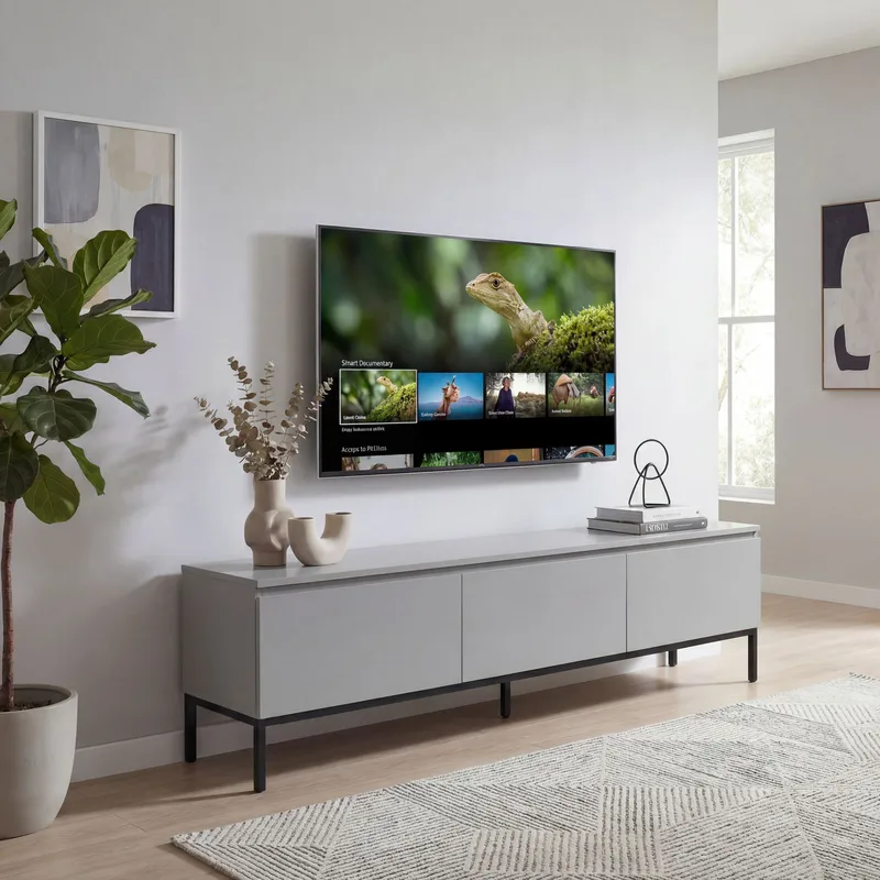 Dorvik TV-benk 150 cm med 3 skuffer - lysegrå og svart - Oppbevaring - Oppbevaringsmøbler - Sideboard & skjenk