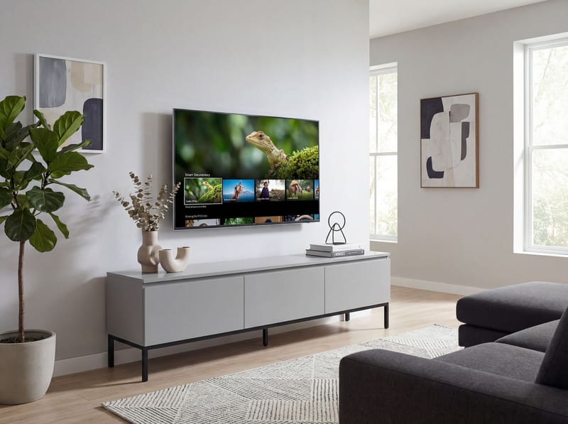 Dorvik TV-benk 150 cm med 3 skuffer - lysegrå og svart - Oppbevaring - Oppbevaringsmøbler - Sideboard & skjenk