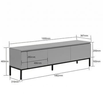 Dorvik TV-benk 150 cm med 3 skuffer - lysegrå og svart - Oppbevaring - Oppbevaringsmøbler - Sideboard & skjenk