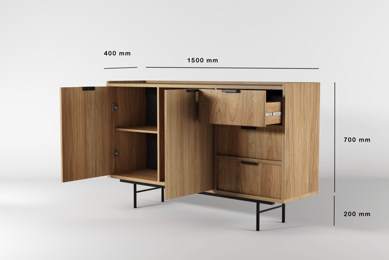 Dravo Skjenk 90x150 cm - Naturlig hickory - Oppbevaring - Oppbevaringsmøbler - Sideboard & skjenk