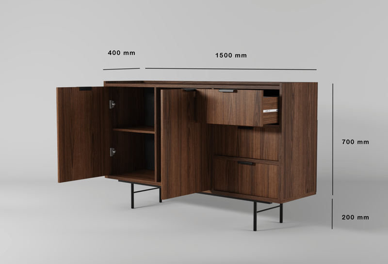 Dravo Skjenk 90x150 cm - Warmia valnøtt - Oppbevaring - Oppbevaringsmøbler - Sideboard & skjenk