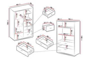 Drift Møbelsett Til Stue - Grå - Oppbevaring - Oppbevaringsmøbler - Møbelsett til stue
