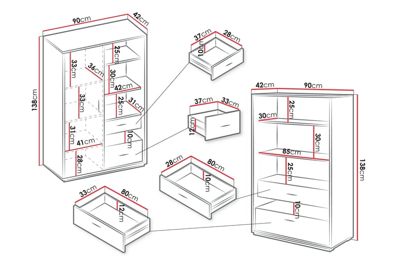 Drift Møbelsett Til Stue - Grå - Oppbevaring - Oppbevaringsmøbler - Møbelsett til stue