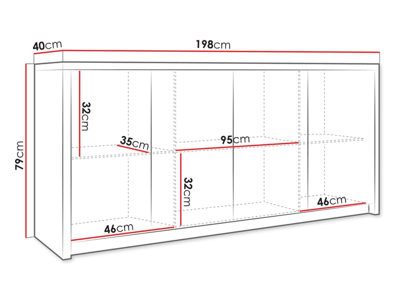 Driva Skjenk 198 cm - Hvit - Oppbevaring - Oppbevaringsmøbler - Sideboard & skjenk