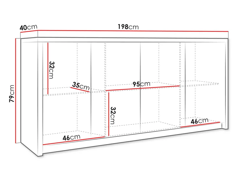 Driva Skjenk 198 cm - Svart - Oppbevaring - Oppbevaringsmøbler - Sideboard & skjenk