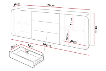 Duartina Skjenk 200x36 cm - Beige - Oppbevaring - Oppbevaringsmøbler - Sideboard & skjenk