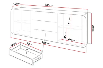 Duartina Skjenk 200x36 cm - Beige - Oppbevaring - Oppbevaringsmøbler - Sideboard & skjenk
