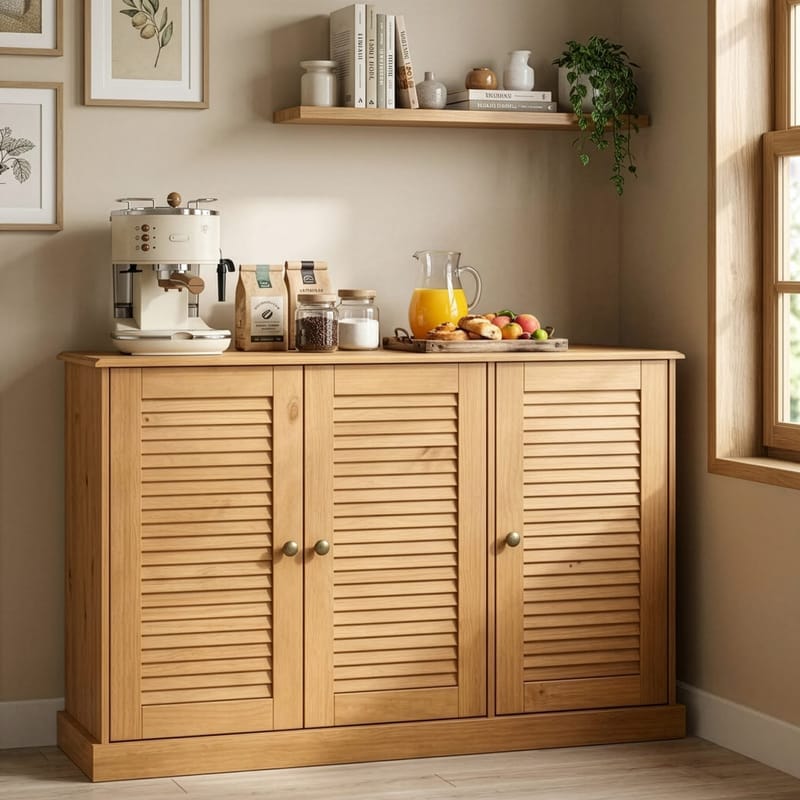 Edith skjenk 125x80 cm - Beiset/vokset naturfuru - Oppbevaring - Oppbevaringsmøbler - Sideboard & skjenk