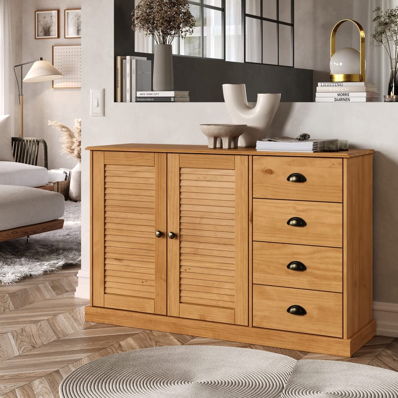 Edith skjenk 125x80 cm - Beiset/Vokset naturfuru - Oppbevaring - Oppbevaringsmøbler - Sideboard & skjenk