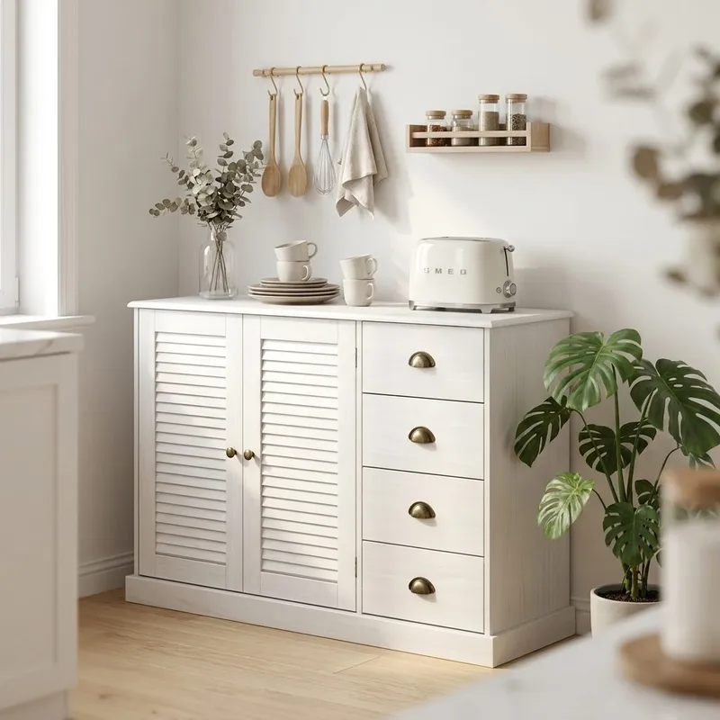 Edith skjenk 125x80 cm - Hvit - Oppbevaring - Oppbevaringsmøbler - Sideboard & skjenk