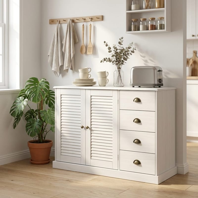 Edith Skjenk 125x80 cm i Tre - Hvit - Oppbevaring - Oppbevaringsmøbler - Sideboard & skjenk