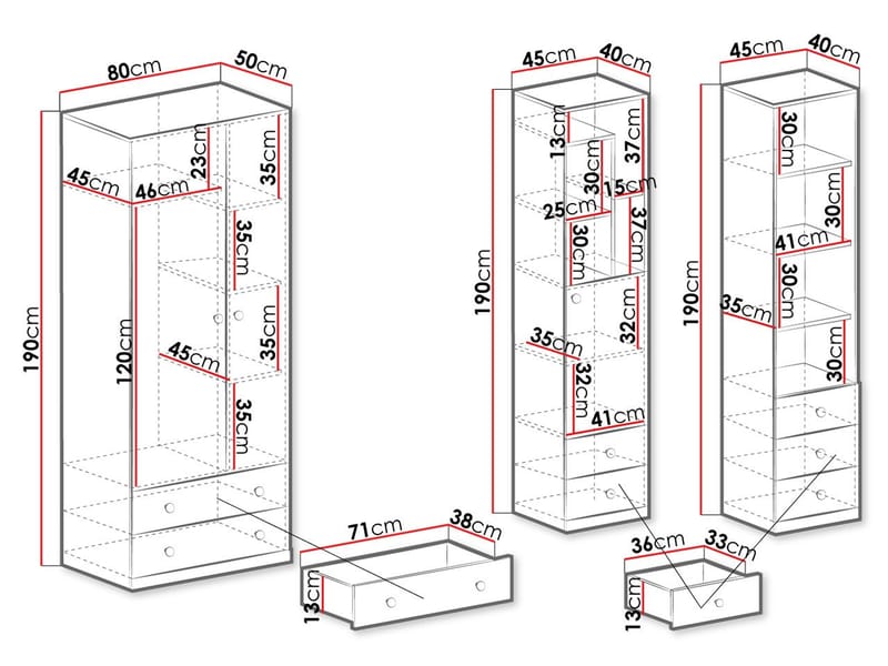 Elvaren Møbelsett Garderobeskap og Bokhylle - Oppbevaring - Oppbevaringsmøbler - Møbelsett til stue