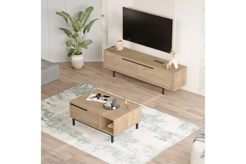 Erhan Møbelssett for Stue - Eik - Oppbevaring - Oppbevaringsmøbler - Møbelsett til stue