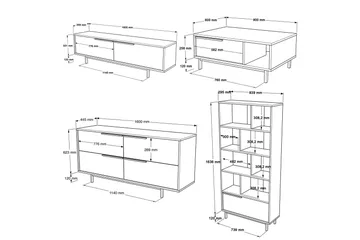 Erhan Møbelssett for Stue - Eik - Oppbevaring - Oppbevaringsmøbler - Møbelsett til stue