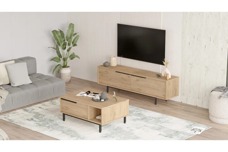 Erhan Møbelssett for Stue - Eik - Oppbevaring - Oppbevaringsmøbler - Møbelsett til stue