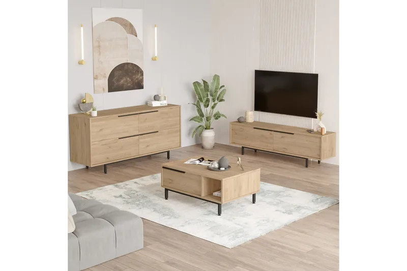 Erhan Møbelssett for Stue - Eik - Oppbevaring - Oppbevaringsmøbler - Møbelsett til stue