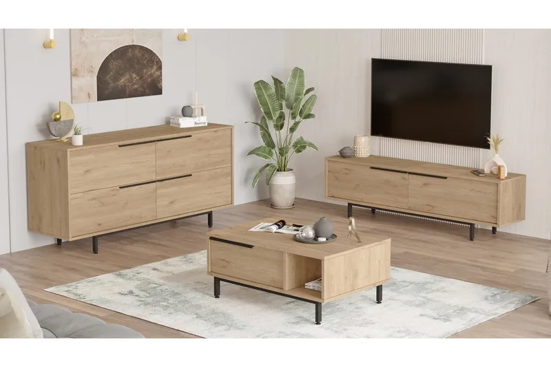 Erhan Møbelssett for Stue - Eik - Oppbevaring - Oppbevaringsmøbler - Møbelsett til stue