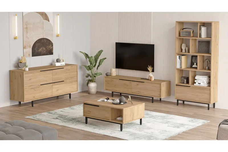 Erhan Møbelssett for Stue - Eik - Oppbevaring - Oppbevaringsmøbler - Møbelsett til stue