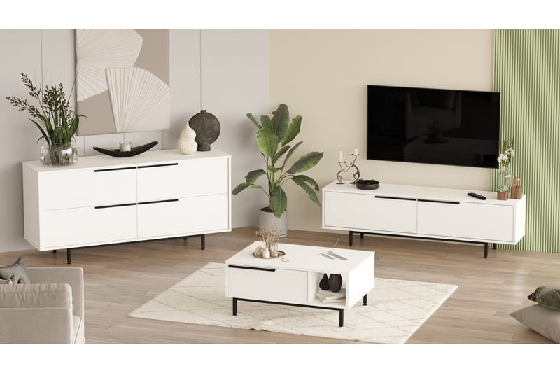 Erhan Møbelssett for Stue - Hvit - Oppbevaring - Oppbevaringsmøbler - Møbelsett til stue