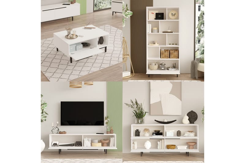 Erhan Møbelssett for Stue - Hvit - Oppbevaring - Oppbevaringsmøbler - Møbelsett til stue