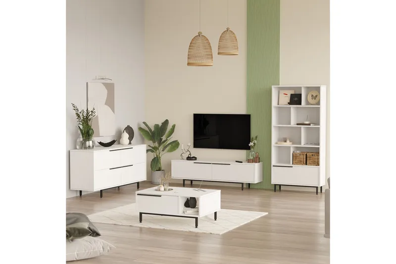 Erhan Møbelssett for Stue - Hvit - Oppbevaring - Oppbevaringsmøbler - Møbelsett til stue