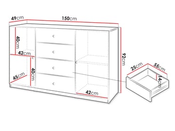 Fayric Kommode 150 cm - Kasjmir - Oppbevaring - Oppbevaringsmøbler - Kommode