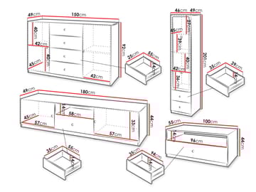 Fayric Møbelsett for stue - Beige - Oppbevaring - Oppbevaringsmøbler - Møbelsett til stue