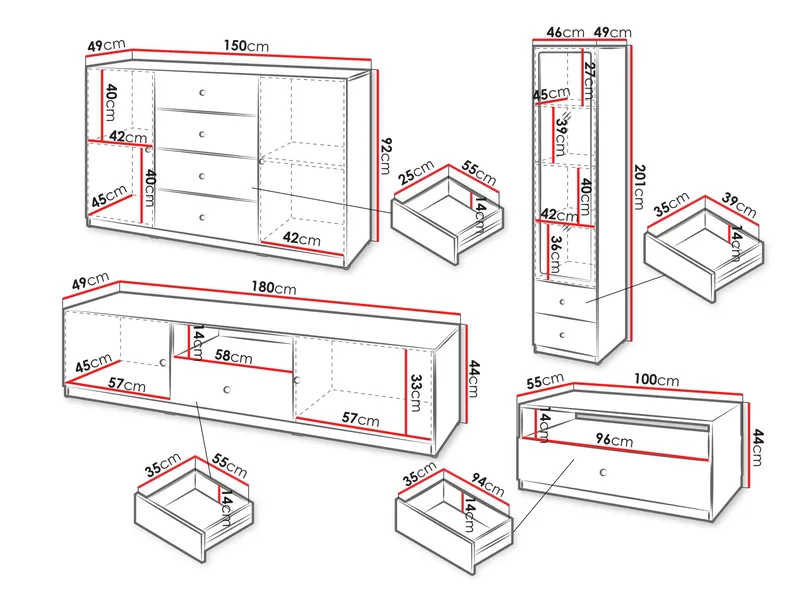 Fayric Møbelsett for stue - Beige - Oppbevaring - Oppbevaringsmøbler - Møbelsett til stue
