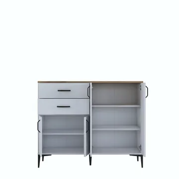 Flerbruksskap Wallxpert Hyla (120 x 98,6 x 45 cm) Hvit Valnøtt - Hvit og valnøtt - Oppbevaring - Oppbevaringsmøbler - Sideboard & skjenk