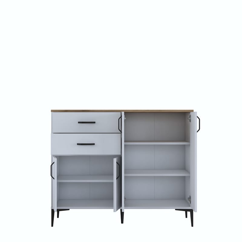 Flerbruksskap Wallxpert Hyla (120 x 98,6 x 45 cm) Hvit Valnøtt - Hvit og valnøtt - Oppbevaring - Oppbevaringsmøbler - Sideboard & skjenk