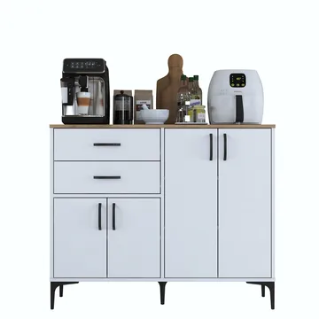Flerbruksskap Wallxpert Hyla (120 x 98,6 x 45 cm) Hvit Valnøtt - Hvit og valnøtt - Oppbevaring - Oppbevaringsmøbler - Sideboard & skjenk