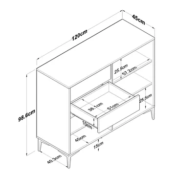 Flerbruksskap Wallxpert Hyla (120 x 98,6 x 45 cm) Hvit Valnøtt - Hvit og valnøtt - Oppbevaring - Oppbevaringsmøbler - Sideboard & skjenk