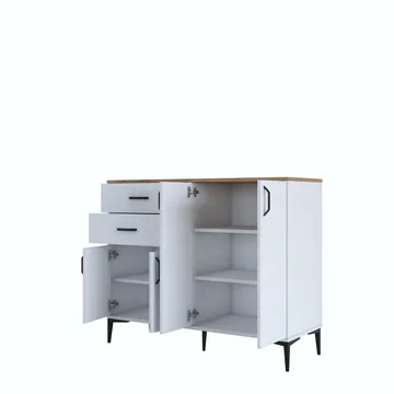 Flerbruksskap Wallxpert Hyla (120 x 98,6 x 45 cm) Hvit Valnøtt - Hvit og valnøtt - Oppbevaring - Oppbevaringsmøbler - Sideboard & skjenk