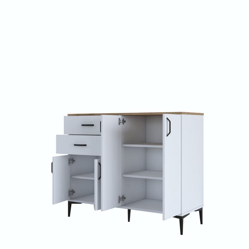 Flerbruksskap Wallxpert Hyla (120 x 98,6 x 45 cm) Hvit Valnøtt - Hvit og valnøtt - Oppbevaring - Oppbevaringsmøbler - Sideboard & skjenk
