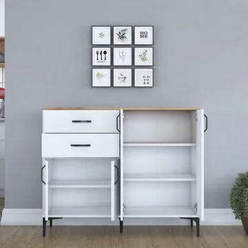 Flerbruksskap Wallxpert Hyla (120 x 98,6 x 45 cm) Hvit Valnøtt - Hvit og valnøtt - Oppbevaring - Oppbevaringsmøbler - Sideboard & skjenk