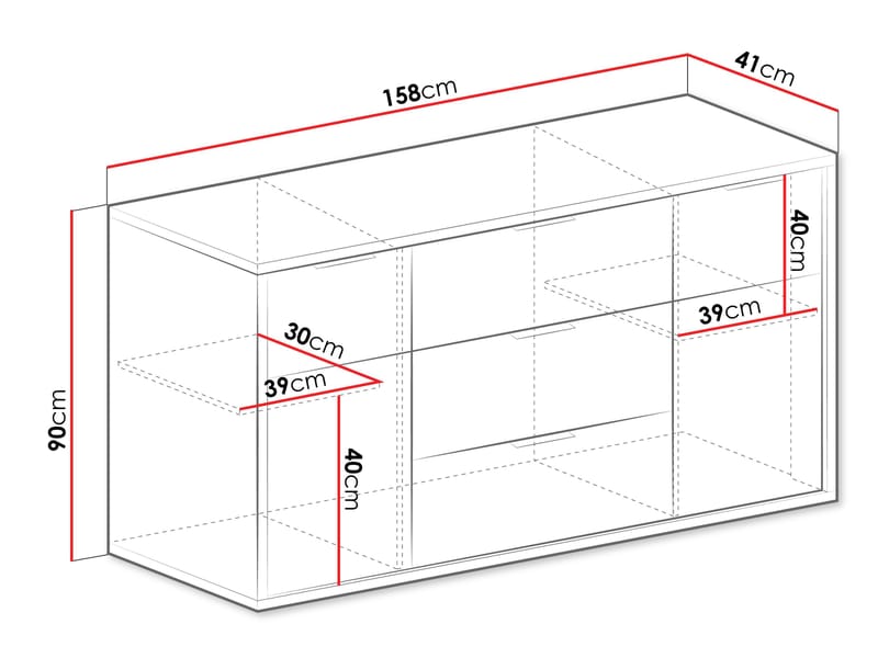 Fonti Rektangulær Skjenk 158 cm i Tre - Brun - Oppbevaring - Oppbevaringsmøbler - Sideboard & skjenk