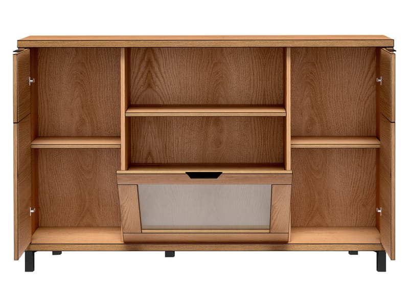 Fonti Rektangulær Skjenk 158 cm i Tre med Eikeutseende og Metallben - Svart|Brun - Oppbevaring - Oppbevaringsmøbler - Sideboard & skjenk