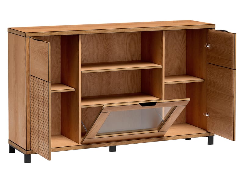 Fonti Rektangulær Skjenk 158 cm i Tre med Eikeutseende og Metallben - Svart|Brun - Oppbevaring - Oppbevaringsmøbler - Sideboard & skjenk