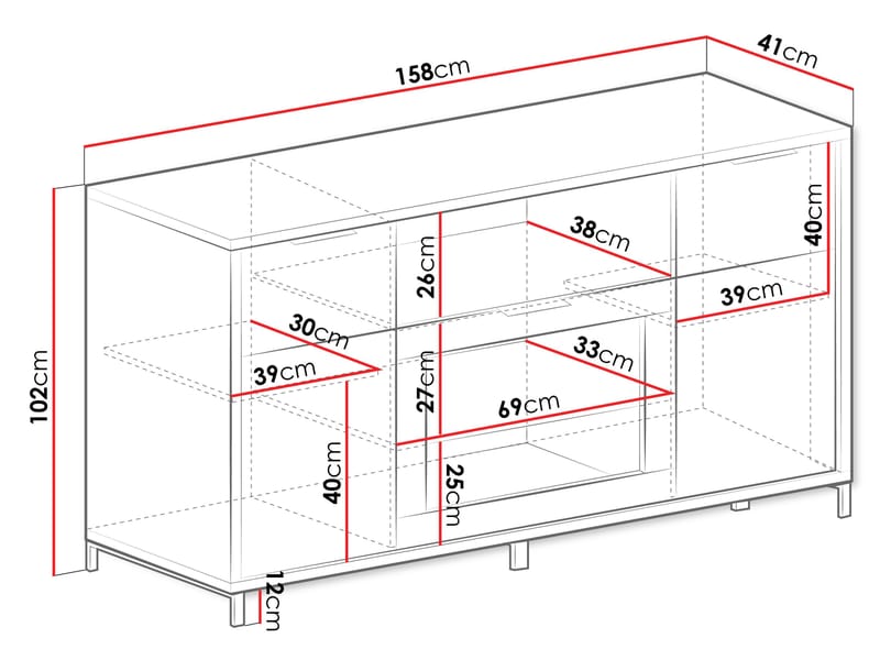 Fonti Skjenk 158 cm - Brun|svart - Oppbevaring - Oppbevaringsmøbler - Sideboard & skjenk