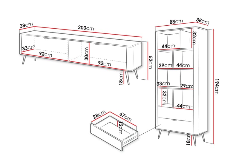 Forba Møbelsett til Stue - Beige - Oppbevaring - Oppbevaringsmøbler - Møbelsett til stue