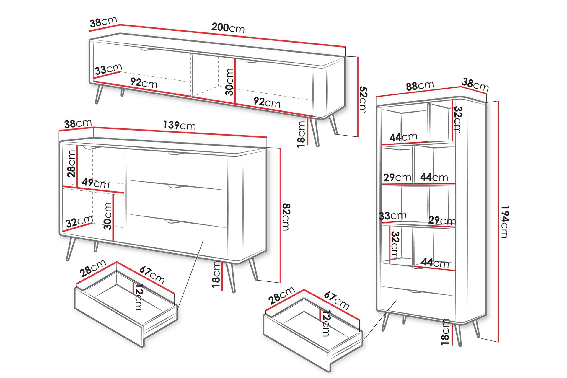 Forba Møbelsett til Stue - Beige - Oppbevaring - Oppbevaringsmøbler - Møbelsett til stue