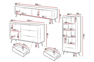 Forba Møbelsett til Stue - Beige - Oppbevaring - Oppbevaringsmøbler - Møbelsett til stue