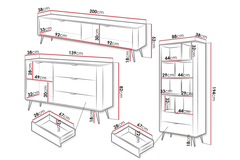 Forba Møbelsett til Stue - Beige - Oppbevaring - Oppbevaringsmøbler - Møbelsett til stue