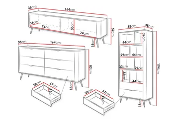 Forba Møbelsett til Stue - Svart - Oppbevaring - Oppbevaringsmøbler - Møbelsett til stue