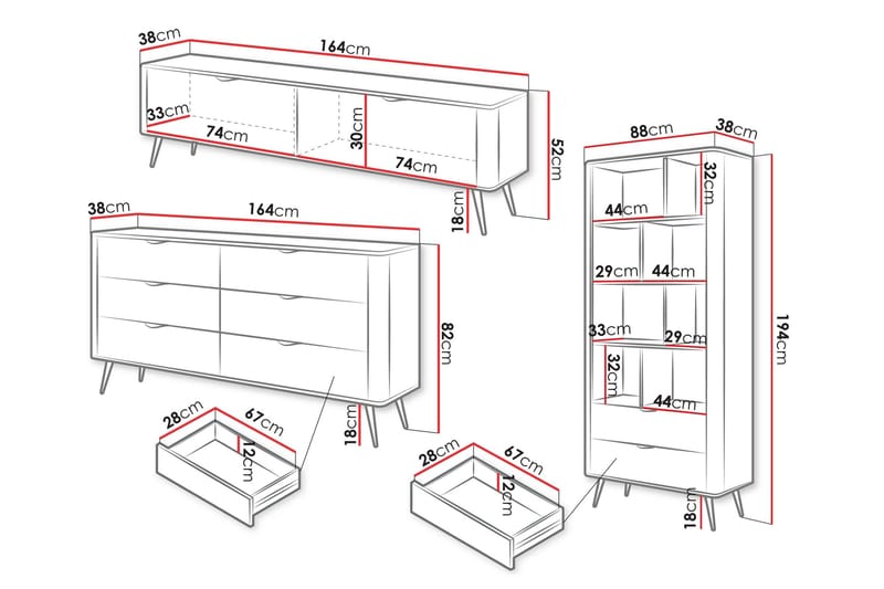 Forba Møbelsett til Stue - Svart - Oppbevaring - Oppbevaringsmøbler - Møbelsett til stue