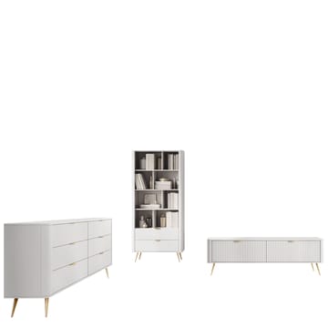 Forba møbelsett til stue - TV-benk, bokhylle og skjenk - hvit - Oppbevaring - Oppbevaringsmøbler - Møbelsett til stue